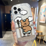 Cream Wave kaarjas silikoonist l&auml;ikiv pehme &uuml;mbris armas multikas karu tr&uuml;kitud kestaga mobiiltelefoni tagakaas iPhone'ile Samsung Xiaomi iPhone 6