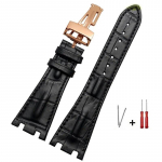 Kvaliteetne ehtsast nahast kokkupandav pandlaga 28mm kellarihm AP 15710 15703 26470 Royal Oak Offshore meeste spordikella rihm Black-rosegold 28mm