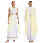 Naiste Halloween Kreeka Beaty Cosplay kost&uuml;&uuml;mid Sifonki m&uuml;ts varrukas Kuldsed kaunistused Vana-Toga Kreeka Rooma kuninganna kleit &uuml;les 3XL &scaron;ampanjav&auml;rvi