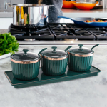 Modern Spice Case Seasoning Jar with Lid spoon Tray for Restaurant Bar Dark