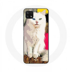 &Uuml;mbris Samsung Galaxy A22 5G T&uuml;rgi kaubiku valgele siniste ja kollaste silmadega kassile