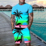 Suvised Hawaii T-s&auml;rgid L&uuml;hikesed p&uuml;ksid Komplektid Sea Beach 3D Print Meeste Mood Spordidressid L&uuml;hikeste varrukatega T-s&auml;rk P&uuml;ksid Komplekt Meeste &uuml;likonnad Riided L