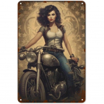 Metallist plekksildid Pin Up T&uuml;druk Naine Mootorratas Seksikas T&uuml;druk Vintage Naljakad Kunst Seinakaunistused Kodu Mees Koobas Garaaž Cafe Bar Club 20x30cm