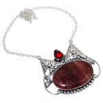 Natural Strawberry Quartz, Garnet Gemstone 925 Sterling Silver Necklace 18 e1c18