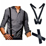 &Otilde;rnad meeste mustad elastsed traksid, nahast traksid X-Back, reguleeritavad klambriga