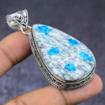 Natural K2 Blue Azurite Gemstone 925 Steling Silver Jewelry Pendant 2.48 g5h28