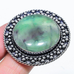 Natural Green Fluorite Gemstone Handmade 925 Sterling Silver Ring Size 8 w5p64