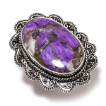 Natural Copper Charoite Gemstone Handmade 925 Sterling Silver Ring Size 7.5 d9g41