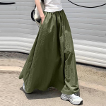 ZANZEA naiste suvised elastsed v&ouml;&ouml;tasku &uuml;hev&auml;rvilised lahtised pikad seelikud 3XL tumeroheline v&auml;rv