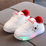 Laste helendavad jalatsid poistele LED-valgustusega vabaajaspordijalatsid Mood Kerged koolit&uuml;drukute jalan&otilde;ud Pehme tallaga laste tossud 21 punane