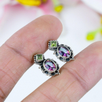 Looduslik Mystic Topaz, Peridoot 925 Sterlingh&otilde;be Tops K&otilde;rvar&otilde;ngas .75 n7H75