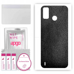 apgo Protective Skin Sticker for the back compatible with Tecno Spark Go 2021, Wrap Film, Foil, Vinyl - Pattern Black Leather
