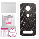 apgo Protective Skin Sticker for the back compatible with Motorola Moto Z2 Play, Wrap Film, Foil, Vinyl - Pattern Carbon Black Pixel