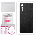 apgo Protective Skin Sticker for the back compatible with LG Velvet 5G UW, Wrap Film, Foil, Vinyl - Pattern Black Honeycomb