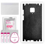 apgo Protective Skin Sticker for the back+sides compatible with Xiaomi Redmi Note 9 Pro Max, Full Wrap Film, Foil, Vinyl - Pattern Black Leather