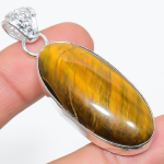 Natural Tiger Eye Gemstone Handmade 925 Sterling Silver Pendant 2.25 u4z97
