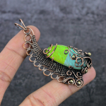 Natural Triplet Opal Gemstone Copper Wire Wrap Gift Jewelry Pendant 3.07 w8a99 black