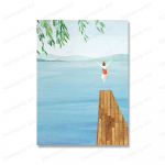 K&uuml;lm vesi metsik ujumine l&otilde;uendimaalid Prindid Maastikud J&otilde;ed Lake Plakatid Troopilised rannaseinad Kunstipildid elutoa sisekujunduseks 21x30cm No Framed valge