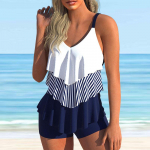 Naiste ujumisriided Tankini 2-osaline ujumistrikoo Rose Red Lotus Leaves Prindiga puhkuse ujumiskost&uuml;&uuml;mid S tumesinine v&auml;rv