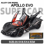 1/24 Scale Apollo Project EVO tsingisulamist mudelauto valguse ja heli ning tagasit&otilde;mbeefektiga survevalu kingitused kollektsioonid M&auml;nguasjad kaunistused poistele 1/24-Size:20.5*8.5*4.5cm must