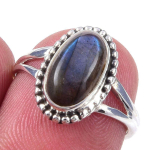 Looduslik Labradoriit Kivi K&auml;sit&ouml;&ouml; 925 Prooviga Sterling H&otilde;be S&otilde;rmus Suurus 6 w8c54 black