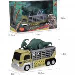 1/75 autom&auml;nguasi, dinosaurused, transpordiauto, veoauto, tagasit&otilde;mmatav m&auml;nguasi dinosaurusega, kingitus lastele 1/75-Size:24*8*10cm hall/roheline