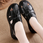 Ehtsast nahast naiste kingad suvise mugavuse tagamiseks Pehme tallaga, libisemisvastased lamedap&otilde;hjalised sandaalid naistele ja emadele keskealistele ja eakatele 38