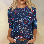 3/4 varrukatega s&auml;rgid naistele Armsad topid Graafilised t-s&auml;rgid Pluusid Suures suuruses vabaaja lihtsad topid Pullover L sinine