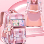 Uue stiiliga Mochila koolikott Magus armastusv&auml;&auml;rne ruuduline Oxfordi seljakott 3-6 klassi Suure mahutavusega Laste roosa koolikott T&uuml;druku raamatukott 44*30*19CM