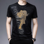Suvine keskealine Ice Silk meeste T-s&auml;rk Korea stiil Trendikas l&uuml;hikeste varrukatega meeste moeprint meeste riided M