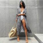 Bikiinid Cover Up Naiste lipsuv&auml;rviga tr&uuml;kitud rannakimono ujumistrikoo neem Suvine v&ouml;&ouml;ga m&auml;hitud kleidid p&uuml;hade ujumis&uuml;likonnad One Size leopard