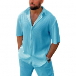 2 tk/komplekt Meeste s&auml;rgip&uuml;kste komplekt rev L&uuml;hikesed varrukad &Uuml;herealised lahtised taskud &Uuml;hev&auml;rvilised n&ouml;&ouml;bid Pikad p&uuml;ksid Vabaaja t&auml;navar&otilde;ivad Meeste suvekomplekt M taevasinine v&auml;rv