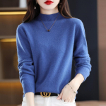 Naiste poolk&otilde;rge kaelusega kampsun, Qinghe ka&scaron;miir, 30% ka&scaron;miir 70% vill, talvine kootud pullover s&uuml;giskampsun ka&scaron;miirkampsun XXL sinine