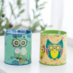 1 tk Lovely Owl Cartoon tr&uuml;kitud pliiatsihoidja lauaarvuti hoiukarbid kollane