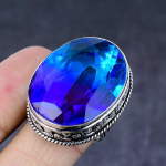 Bi-Color Tourmaline Gemstone Handmade 925 Steling Silver Gift Ring Size 9 s9w91