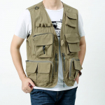 Meeste taskutega vest kalastamiseks, vaba&otilde;hutegevusteks, suviseks reisimiseks, &uuml;lem&otilde;&otilde;duline jakk M khaki
