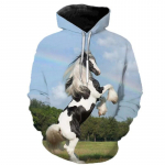 Mood S&uuml;gis Meeste Pusad 3D Prinditud Meeste Loomade Hobuse Pusad Pusad Avaralt liibuv sviiter vabaaja kampsun L