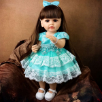 KEIUMI Reborn Baby Girl Doll 55 cm Full Silikoonist Vin&uuml;&uuml;l Bebe Pikkade Pruunide Juuste Elutruu Printsess Vasts&uuml;ndinud Nukud Lastele S&uuml;nnip&auml;eva j&otilde;ulukingid 22 inch about 55 cm