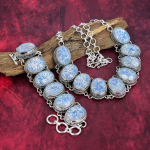 Sinise safiiriga kaelakee, k&auml;sitsi valmistatud v&auml;&auml;riskividest k&auml;ev&otilde;ru, 925 sterlingh&otilde;bedane antiikne kaelakee ja k&auml;ev&otilde;ru ehete komplekt Adjustable With 8"-18" sinine