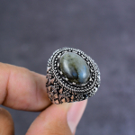 Natural labradorite Gemstone Handmade 925 Sterling Silver Gift Ring Size 7 M6t62
