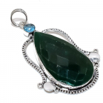 Emerald Natural Blue Topaz 925 Sterling Silver Jewelry Pendant 3.35 c9n57