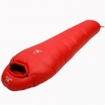 V&auml;ga soe valge hanesulgedega t&auml;iskasvanute muumia stiilis magamiskott, mis sobib talviseks termiliseks 4 erineva paksusega telkimisreisiks S punane