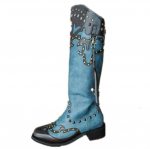 Naiste p&otilde;lvek&otilde;rgused saapad retro PU-nahast keskmise kontsaga poolsaapad needitud tutiga saapad 35