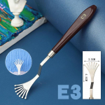 Erikujulise mahagonist k&auml;epidemega roostevabast terasest spaatlikomplekti paleti gua&scaron;&scaron; 1.5x7.5cm