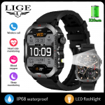 LIGE LED-taskulamp meeste nutikell 2,01-tolline HD-ekraan Tervislik v&auml;lispordi jaoks veekindel meeste nutikell silicone strap must