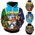 3D Print Crash Bandicoot Hoodie M&auml;ngud Meeste Naiste Mood vabaaja Pullover Hoodie S