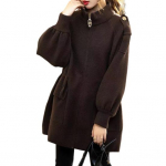 Daami talvejope kaelakaitse aluskrae, paksud pikad varrukad suurte taskutega lahtised puhast v&auml;rvi lukuga Hoia soojas tutvumisjope M must