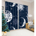 3D-prinditud Boho Digitaalne Loom Hunt Ps&uuml;hhedeelne Sinise Varjundiga Muster &Otilde;hukesed Kardinad Magamistuba Kodu Elutuba Aasadega &Uuml;lemine Konks 140W100H(CM)55x39in&Hook
