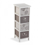 Cozy Vannitoa riiulikapp - 72 x 25 x 30 cm - Kummut 4 sahtliga Puidust - Hall ja valge - Versa valge