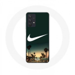 Coque Maniacase pour Samsung Galaxy A32 4G nike logo arri&egrave;re-plan Palmiers de Californie la nuit